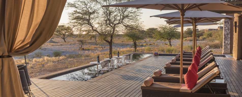 Swimming pool and loungers 