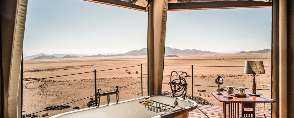 Bathroom and desert views 