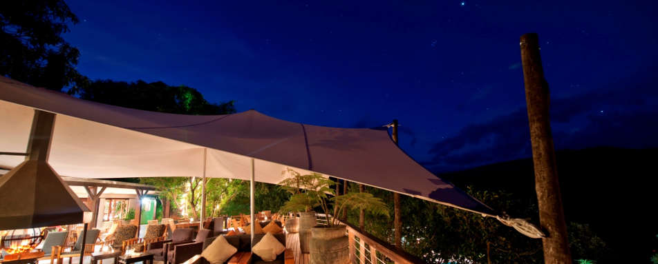 Outdoor deck at night 