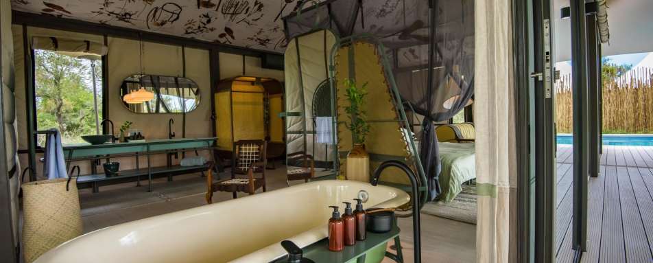 Free standing bathtub in room 