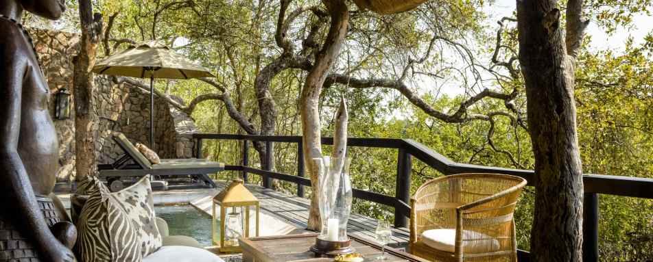 Private terrace at Singita Ebony 