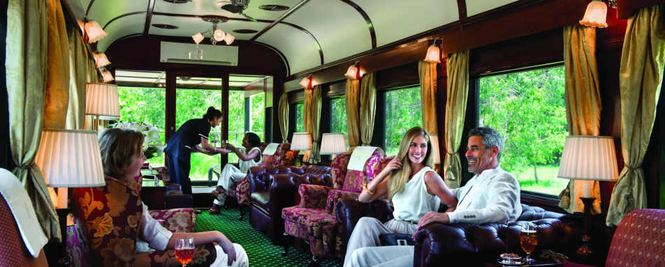 Relaxing in the observation car 