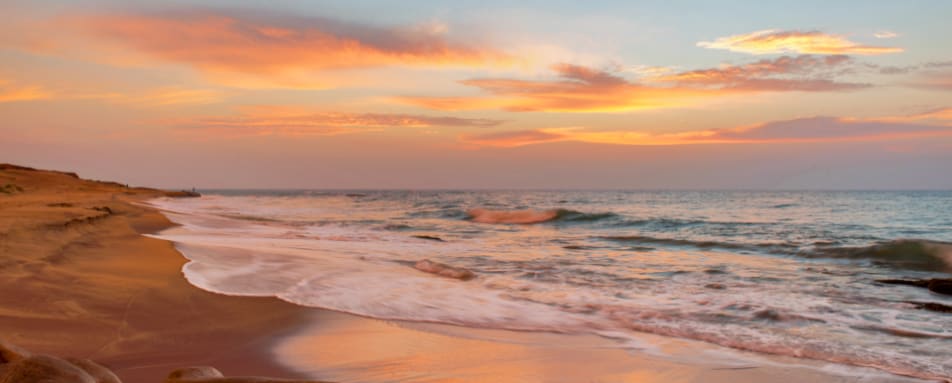Beach view at sunset 