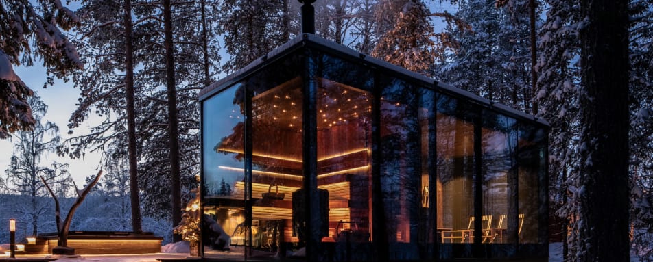 sauna outdoor winter view  