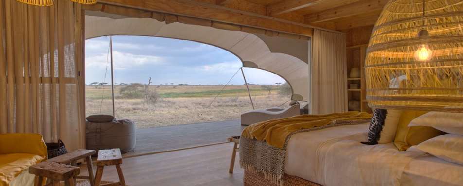 Bedroom view at Namiri Plains 