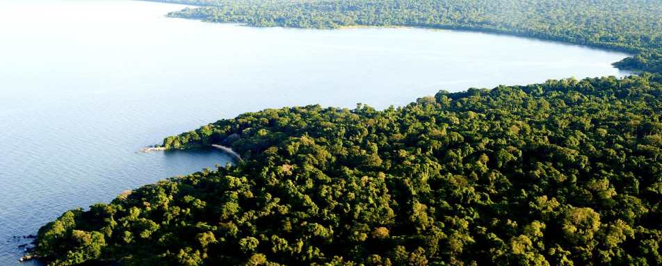 Island aerial view - Rubondo Island Camp
