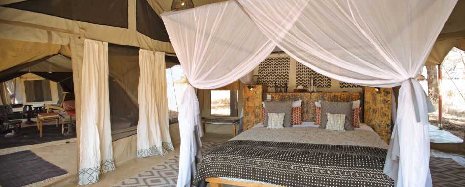 Family tent interior - Ubuntu Camp 