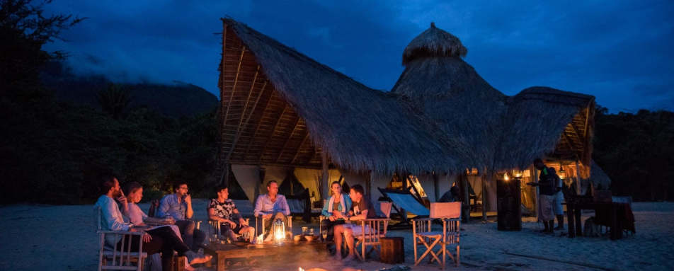 Camp fire on the beach 