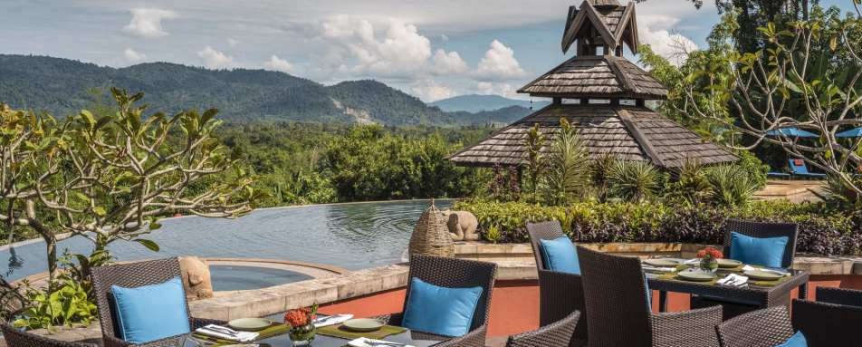 Poolside Dining - Anantara Golden Triangle Elephant Camp & Resort