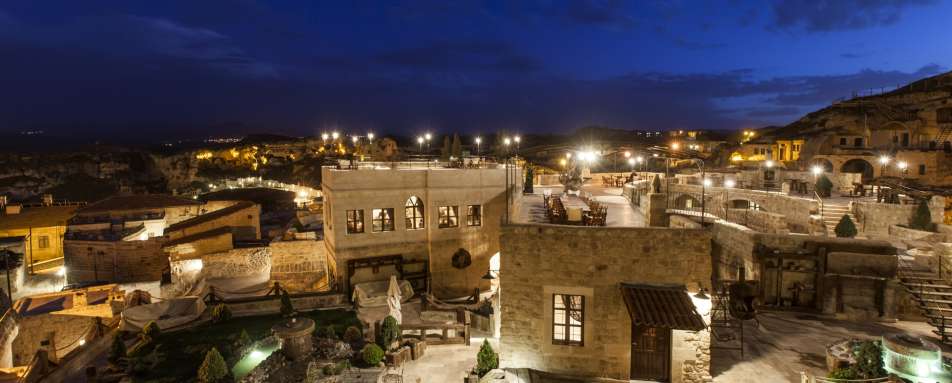 Hotel buildings at night 