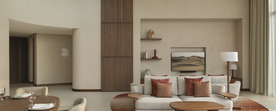 desert pool villa living room 