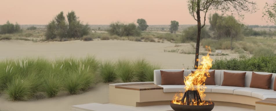 desert pool villa fire pit 