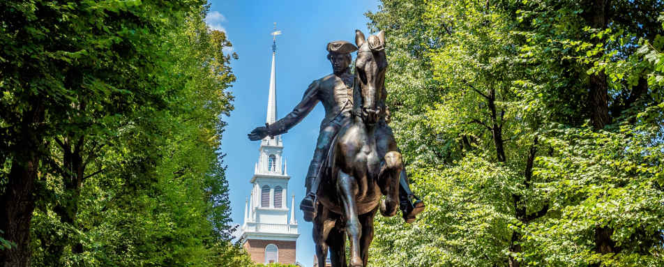 Paul Revere Statue and Old North Church  
