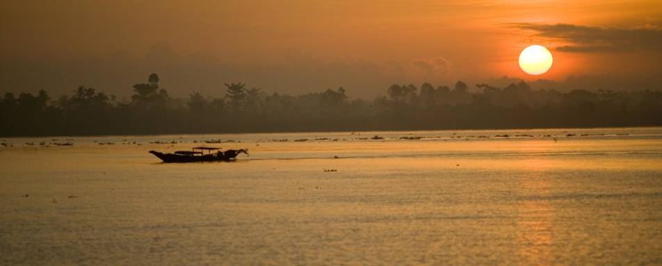 Sunset over the Mekong - Bassac Boat 