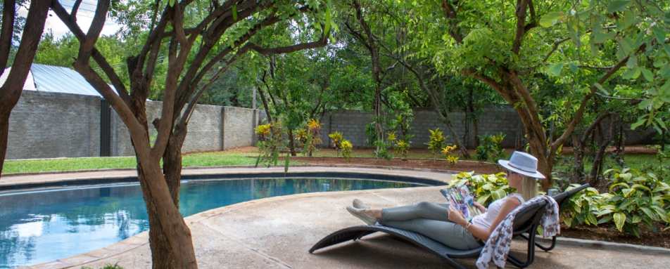 Lounging by the pool at 528 