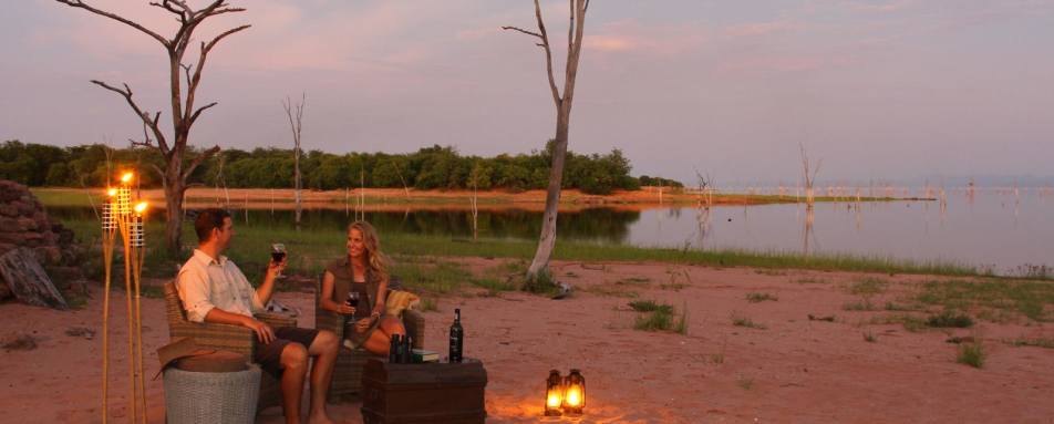 Sundowners on the banks of Lake Kariba - Family Holiday Off the Beaten Track in Zimbabwe
