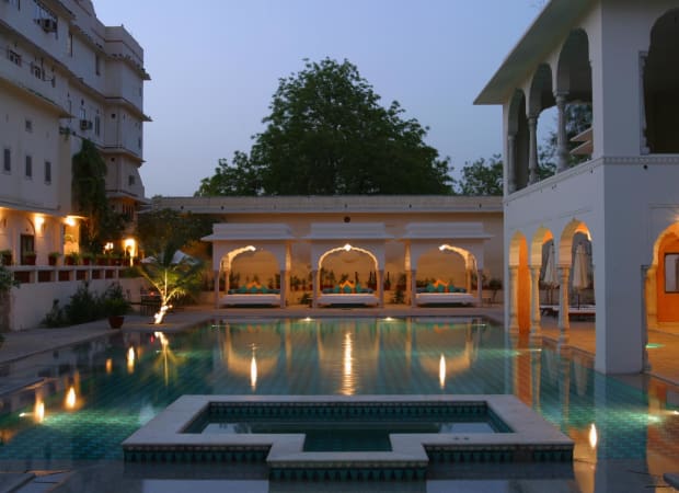 Front view of the Samode Palace with its elaborate entrance, Samode,  Rajasthan, India Stock Photo - Alamy