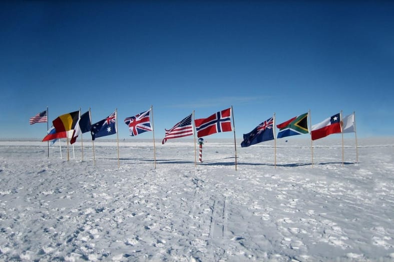 South Pole flags 