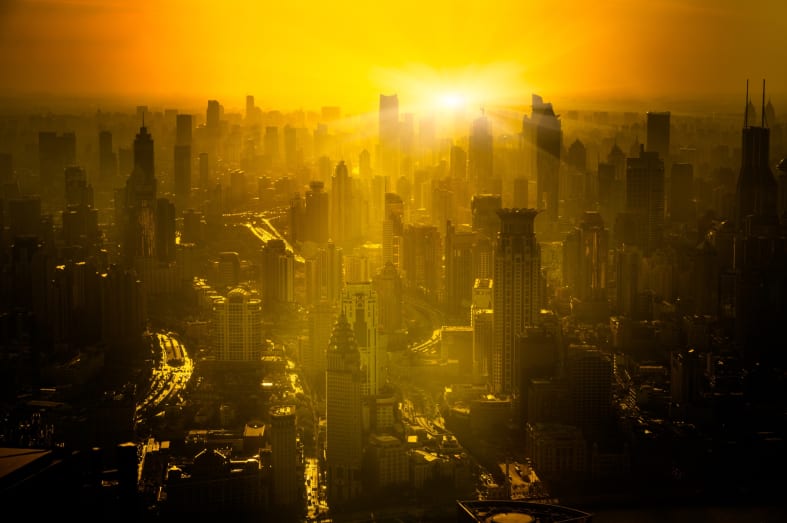 Shanghai City Scape at Sunset - 