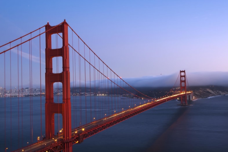 Golden Gate Bridge at night - Romantic California