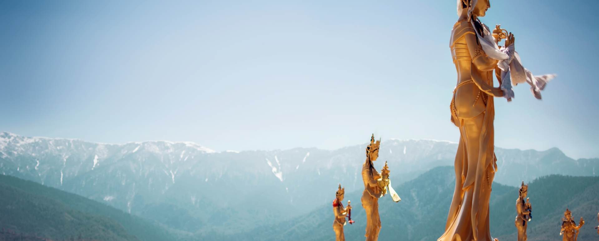 Golden Statues of Buddhist Deity in Thimphu