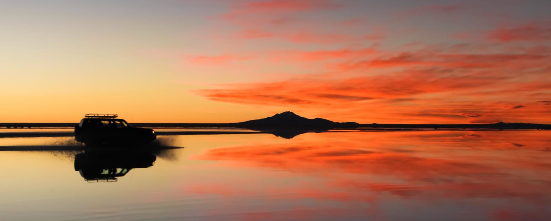 Salt flats at sunset 