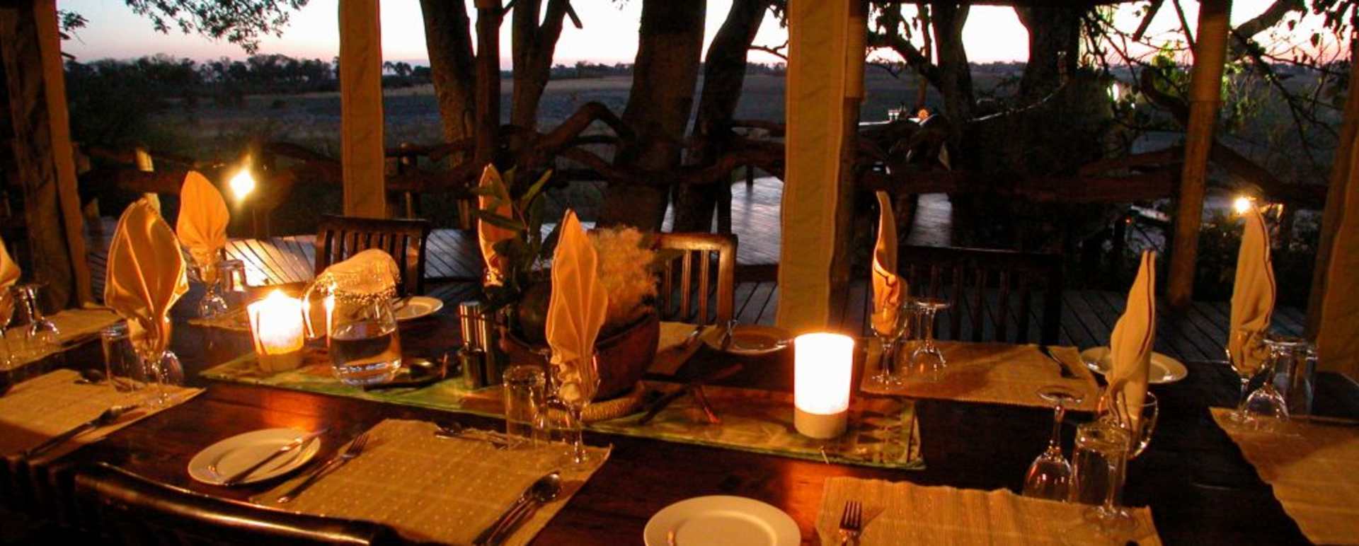 Inside the dining tent - Tubu Tree Camp