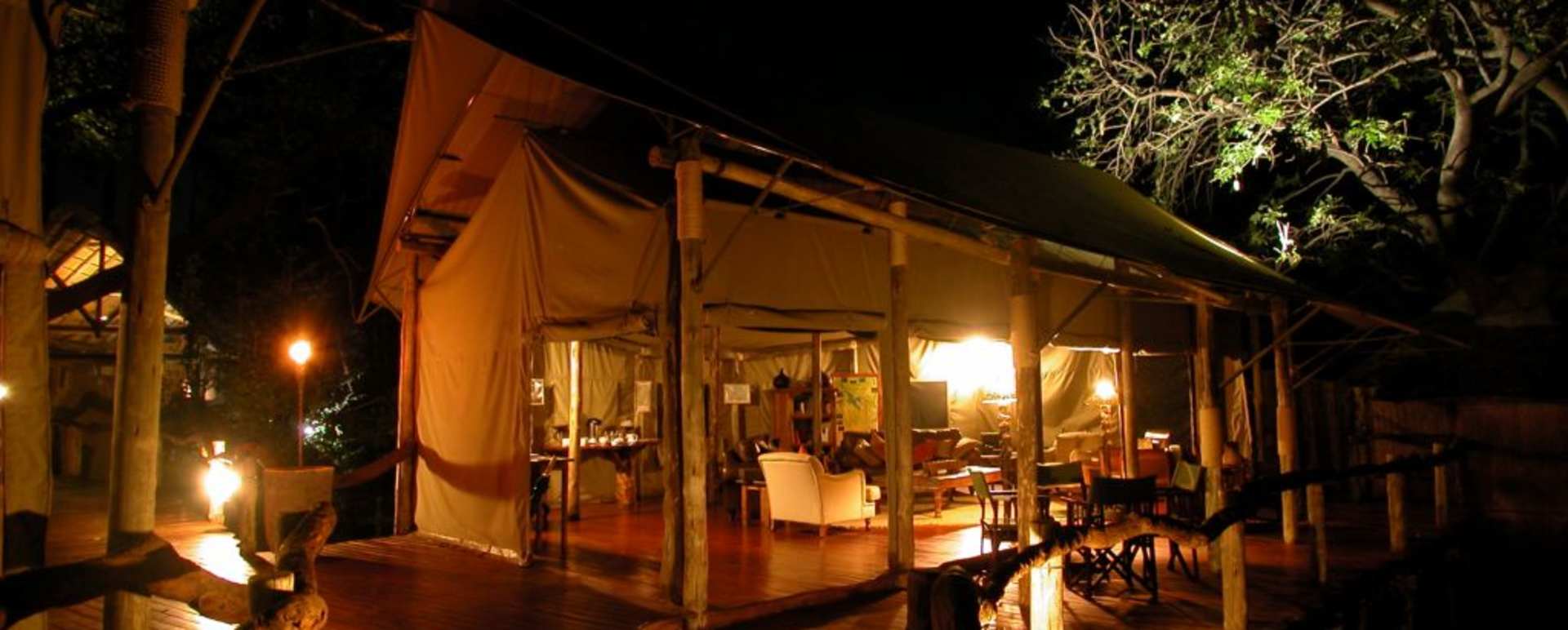 The mess area at night - Tubu Tree Camp