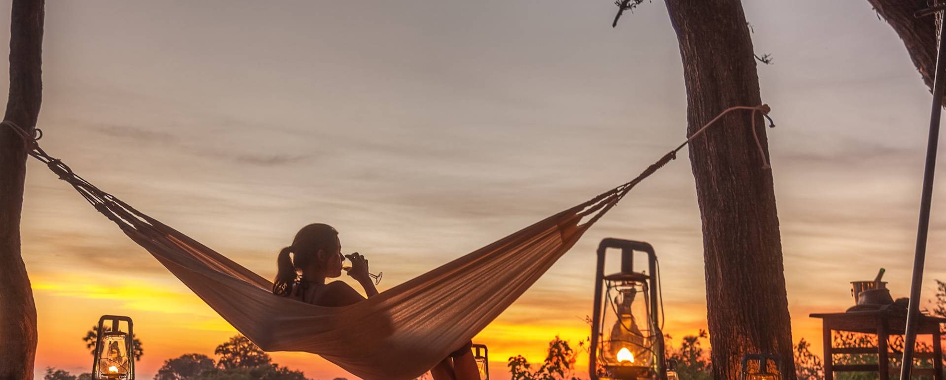 Relaxing in hammock - Wild Botswana Riding Safari