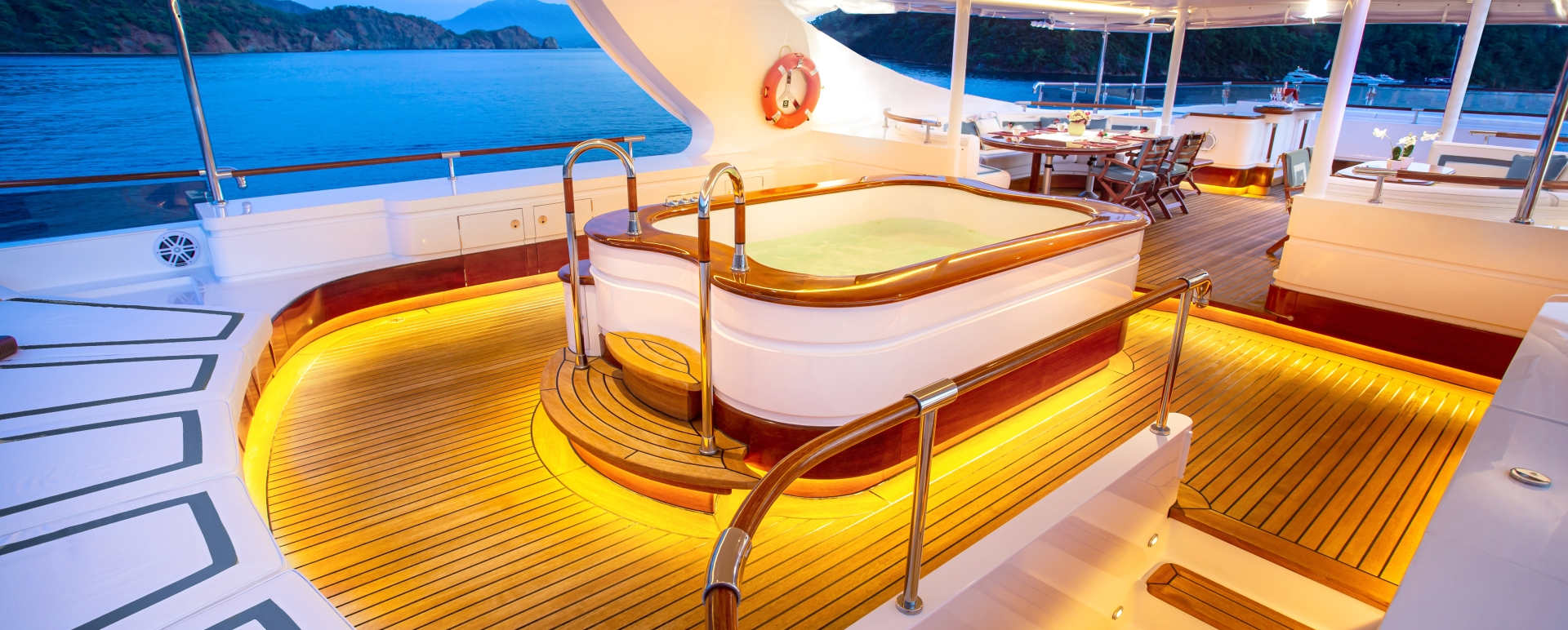 Aqua Mare Jacuzzi and Loungers on Sun Deck 