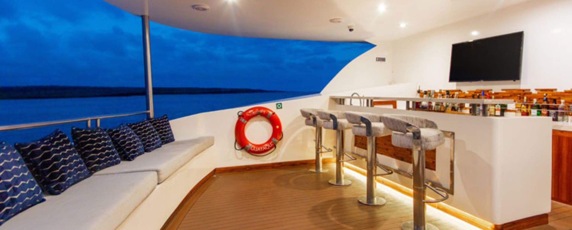 Infinity Galapagos Yacht - seating outside 