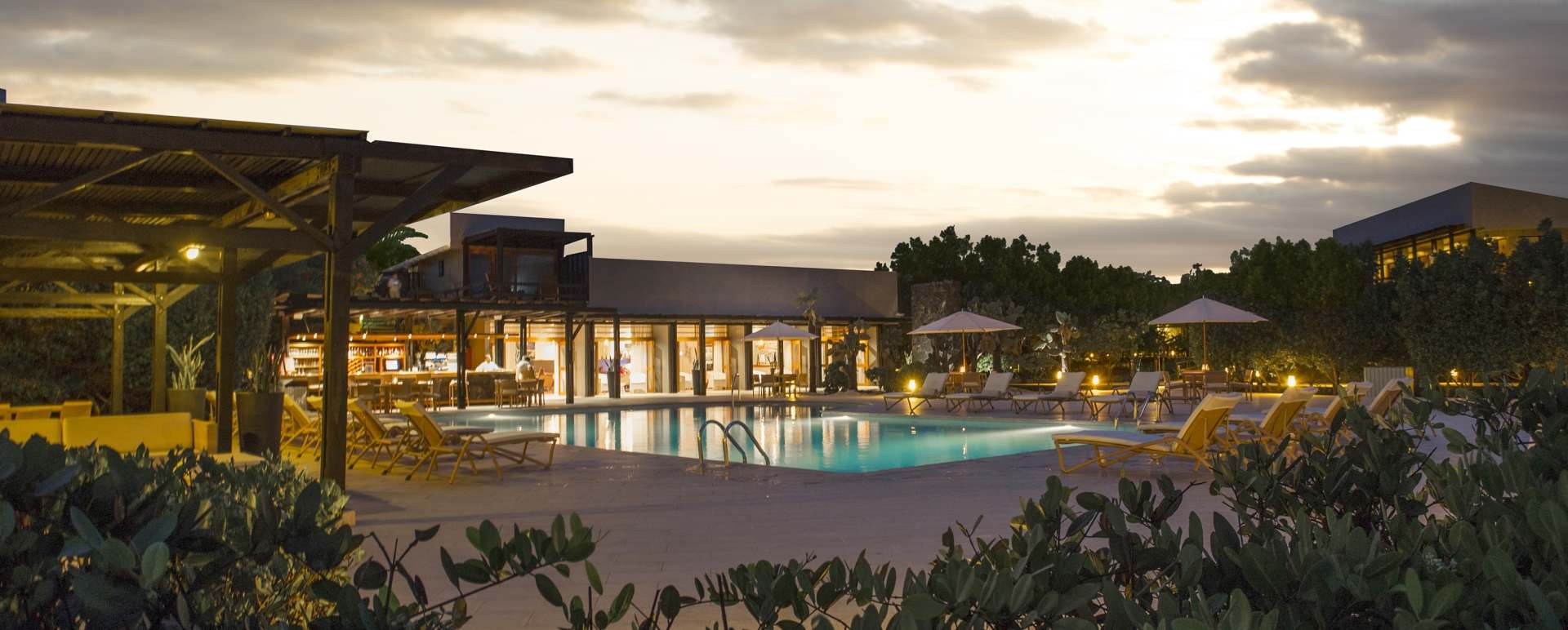 Pool area at night