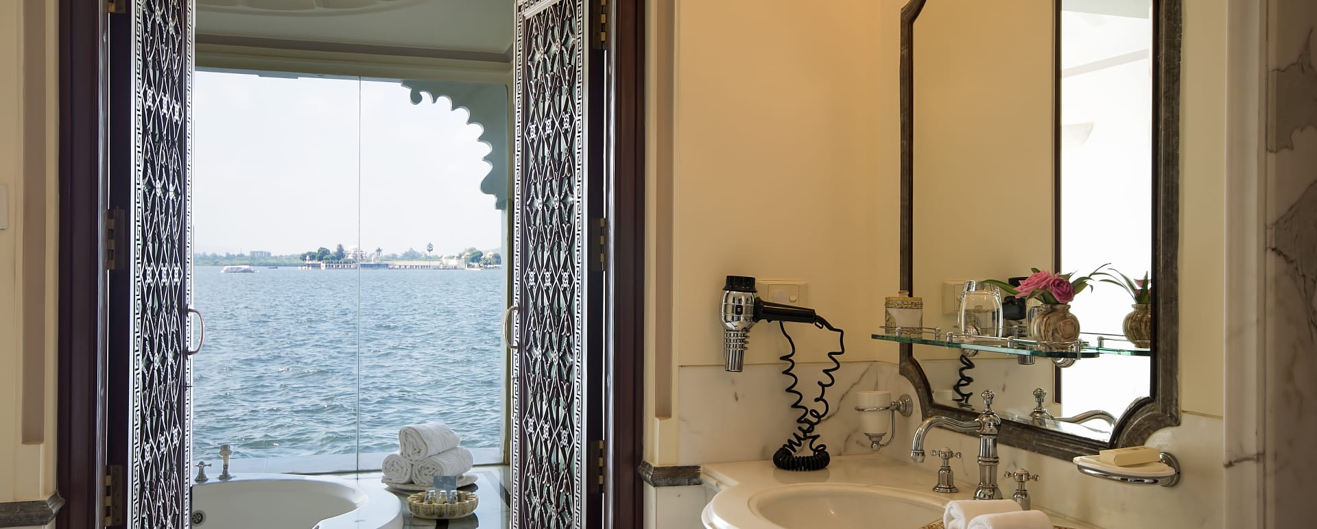 Bathroom View - Taj Lake Palace 