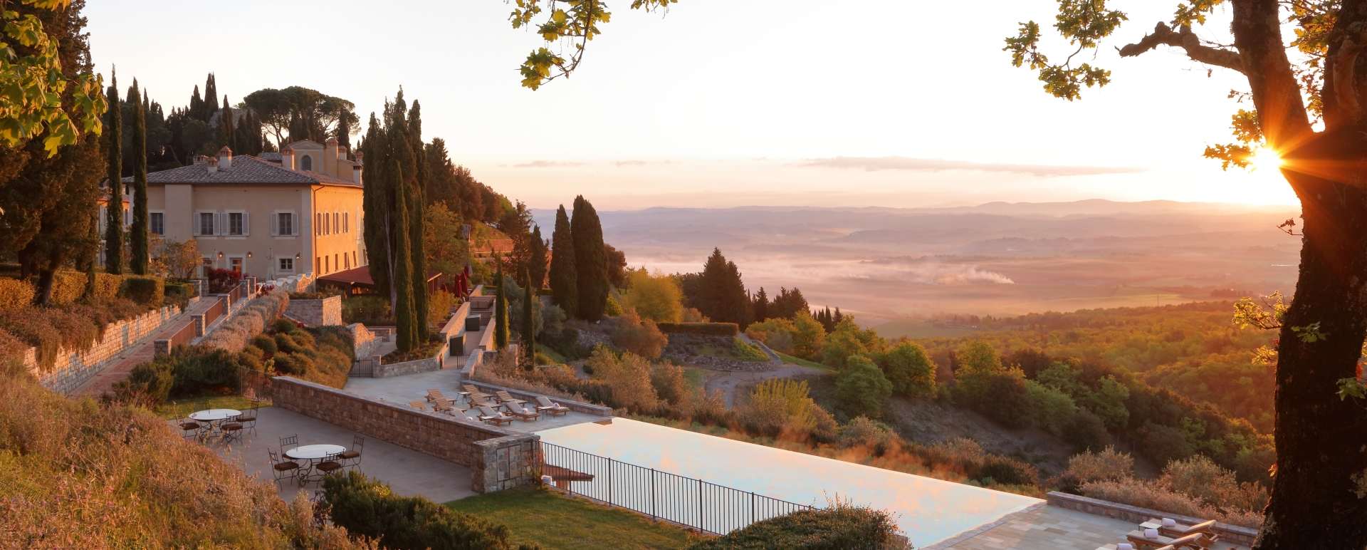 Pool view at sunset - Rosewood Castiglion del Bosco