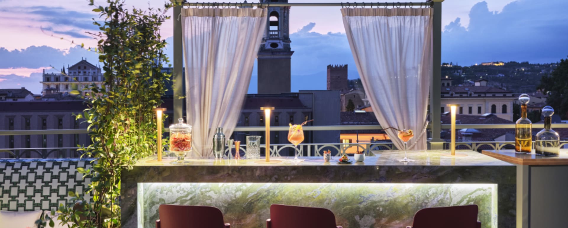 Roof top bar by night 