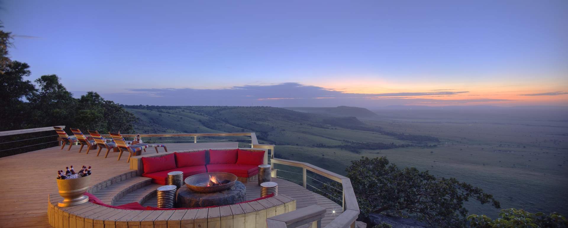 Sundowners on the deck - Angama Mara