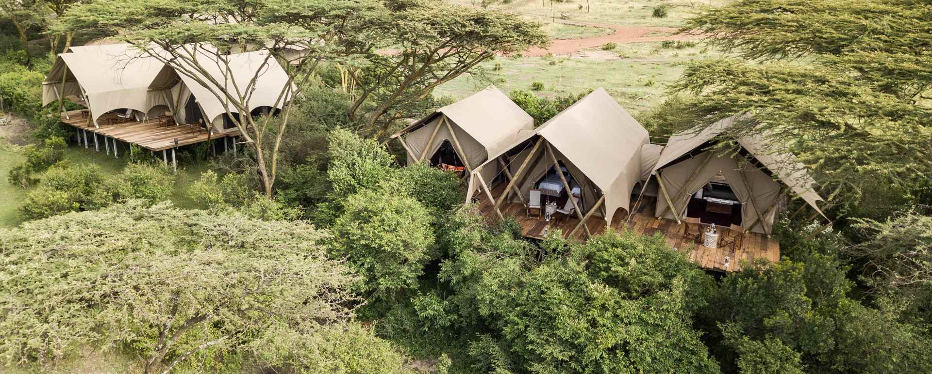 Aerial view of tents 