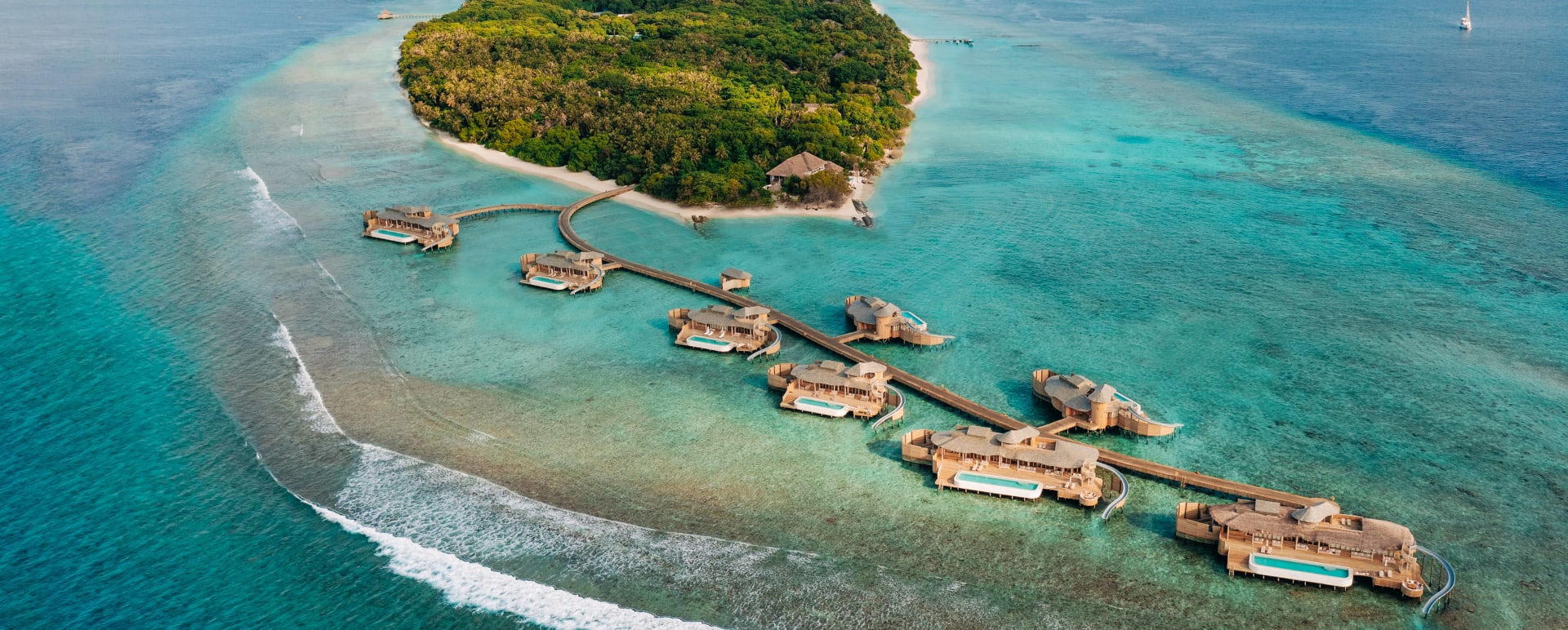 Soneva Fushi Island Aerial Shot 