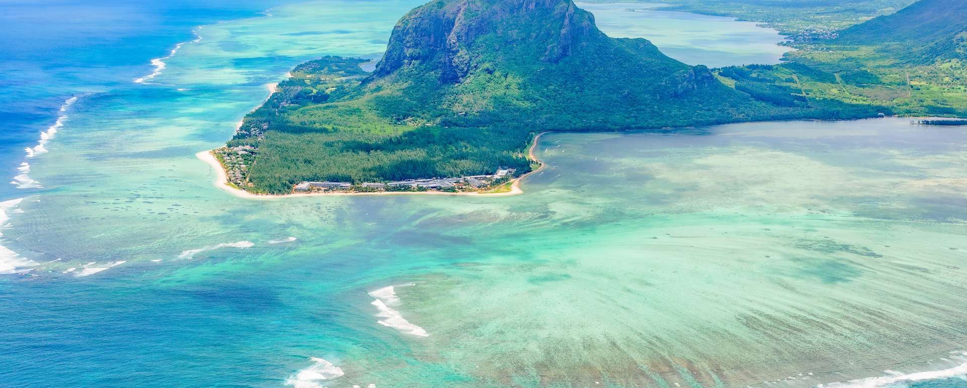 Iconic Underwater Waterfall Le Morne Helicopter Tour
