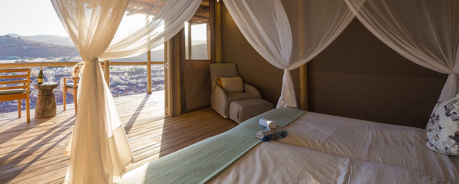 Bedroom and veranda with view 