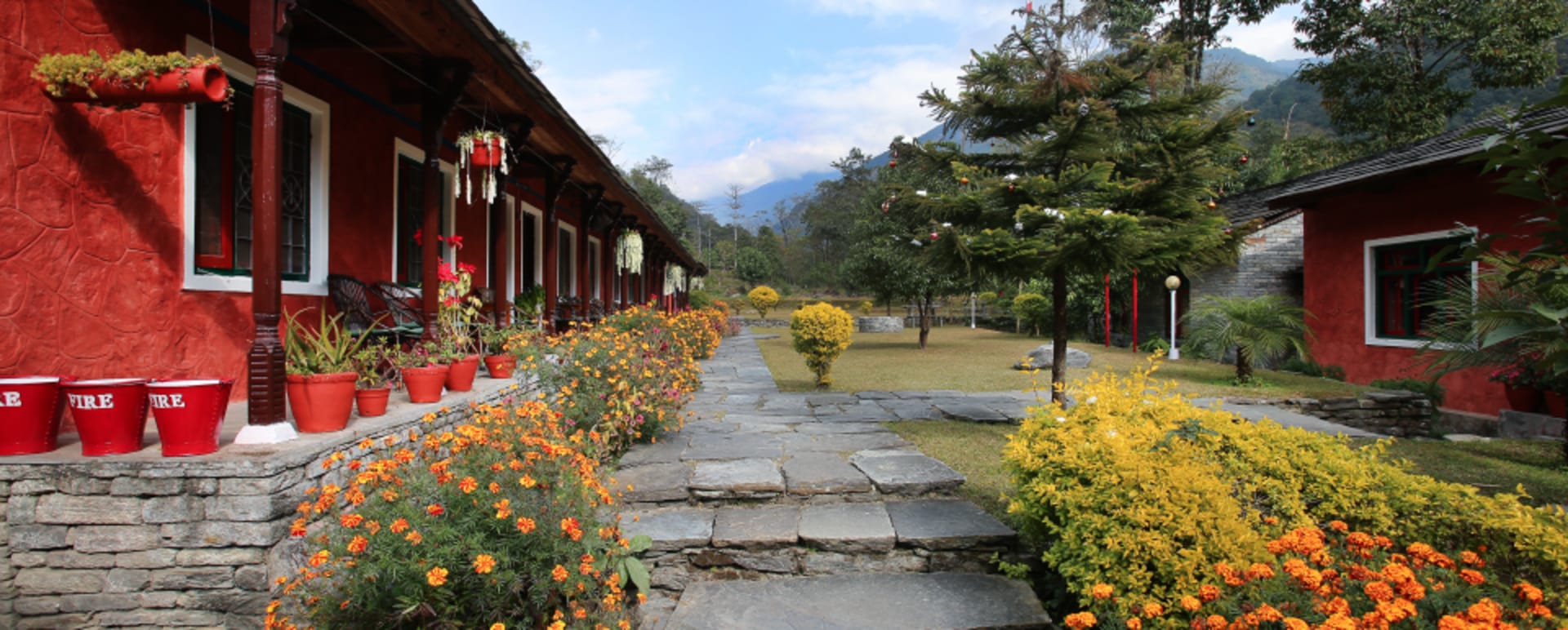 Walkway to rooms 
