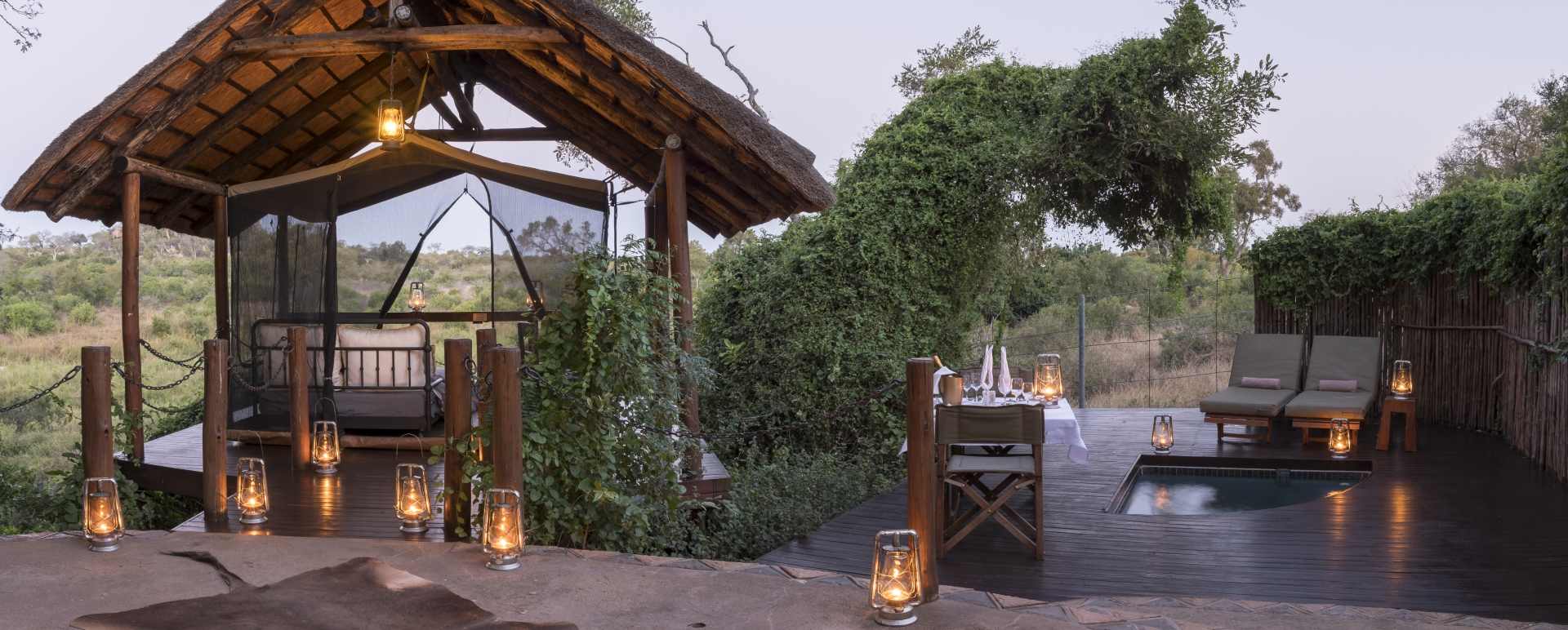 Day bed and plunge pool at Jock Safari Lodge