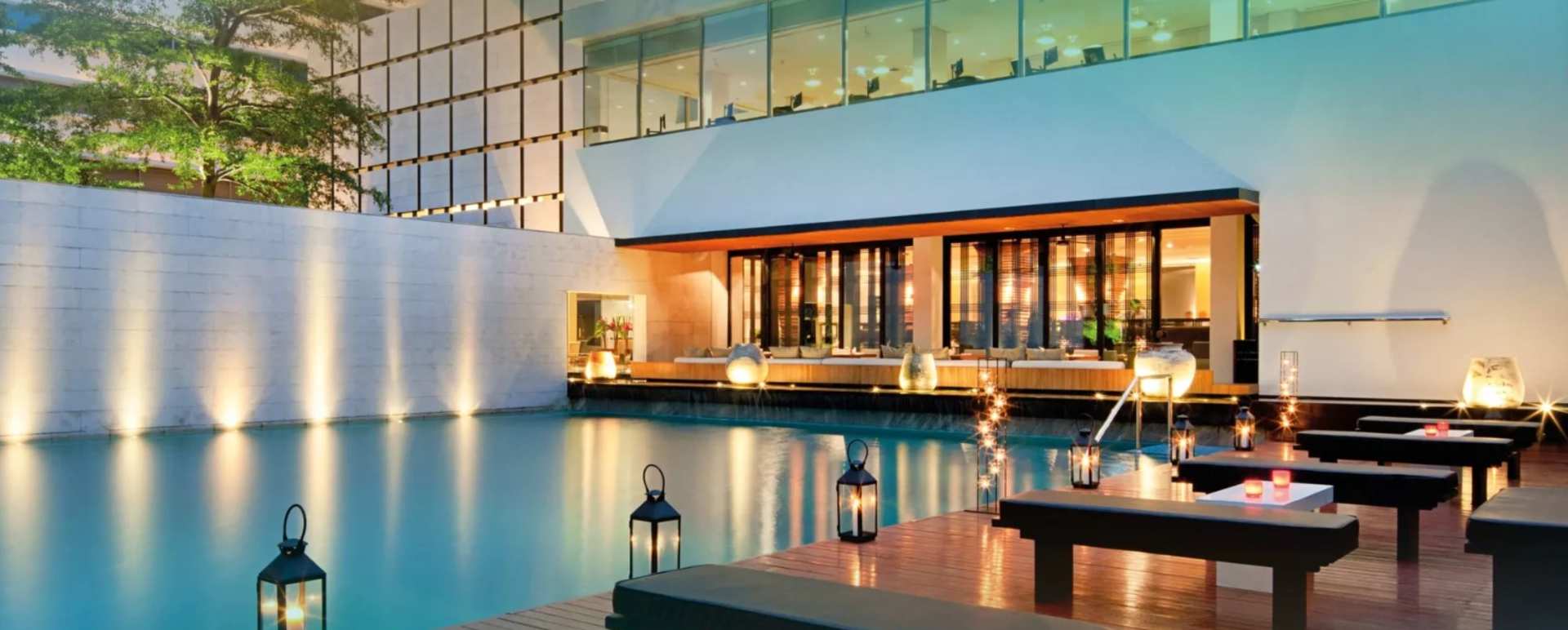 Night View of Swimming Pool 