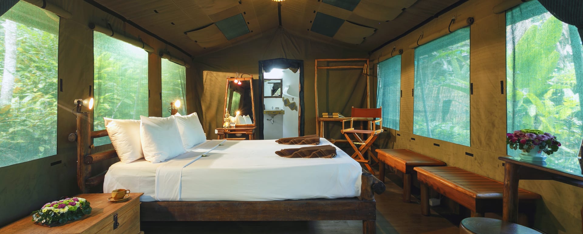 Inside the tent  