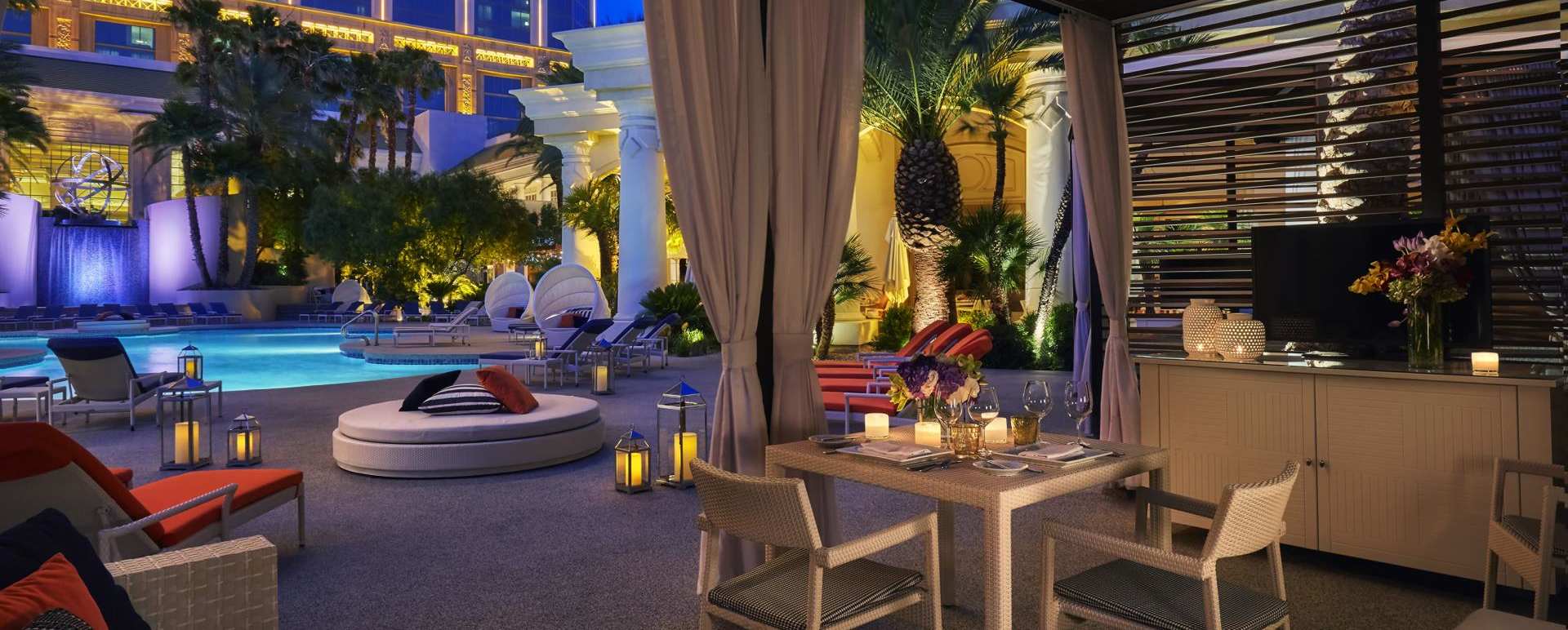 Pool area at night  - Four Seasons Las Vegas
