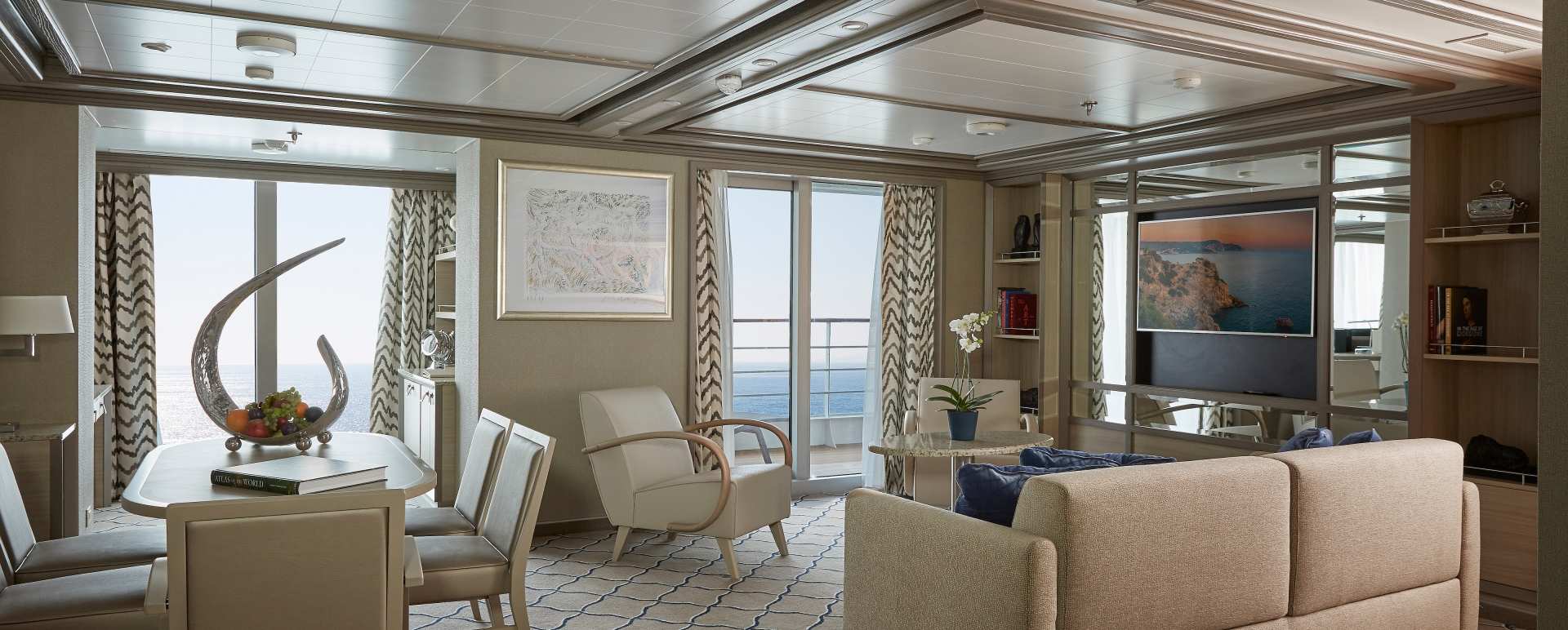 Living area in suite on board the Silver Muse 