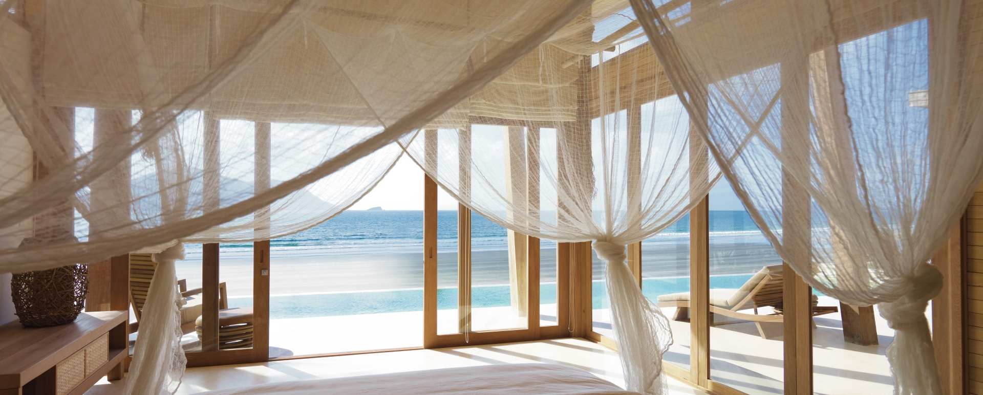 Bedroom Interior with Beach View 
