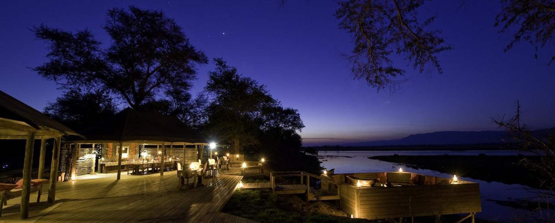 The main area at night - Rukomechi Camp