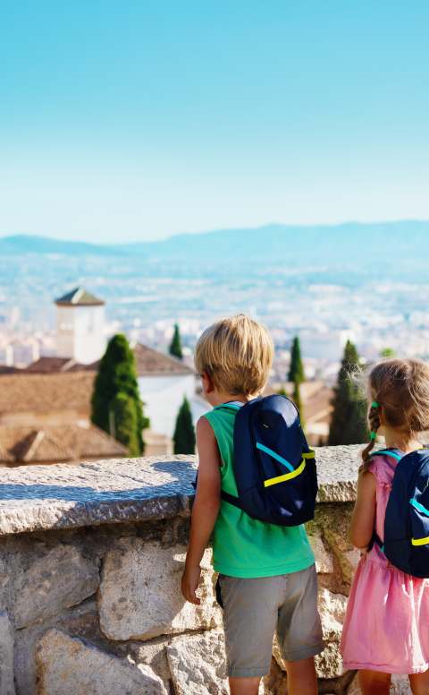 Family in the acropolis in Athens