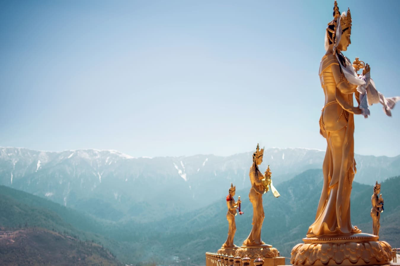Golden Statues of Buddhist Deity in Thimphu